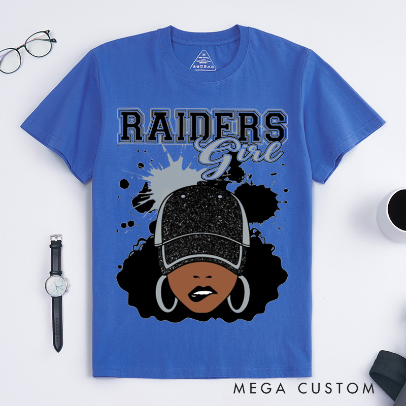 Personalized Football Cheerleading T-shirt Girl with Hat with Custom Team Name for Football Cheerleading Lovers