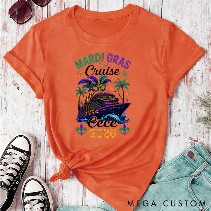 Personalized Mardi Gras Cruise 2026 Mardi Gras Cruise Squad Classic T-shirts Mardi Gras Trip Apparel Cruise Lover Gift