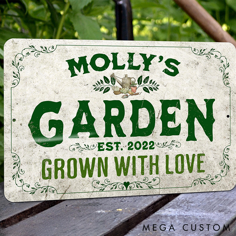 Personalized Metal Garden Sign Rustic Pollinator Custom Outdoor Decor Gifts for Mom Garden Lover Gift 