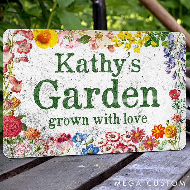Personalized Flower Bed with Weathered Plaster Design Decor Custom Outdoor Decor Gifts for Mom Garden Lover Gift