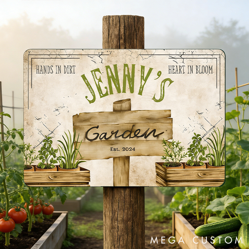 Personalized Herbs Garden Sign Decor Custom Outdoor Decor Gift for Mom for Her Garden Lover Gift