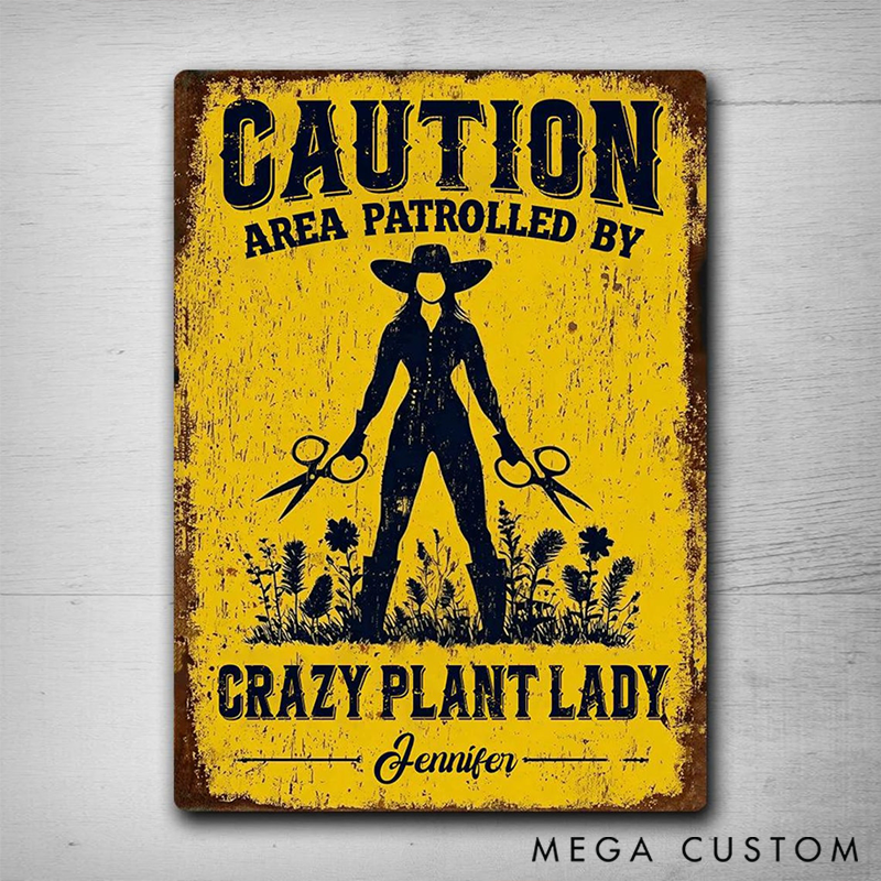 Personalized Crazy Plant Lady Rectangle Metal Sign Decor Custom Outdoor Decor Gift for Mom for Her Garden Lover Gift
