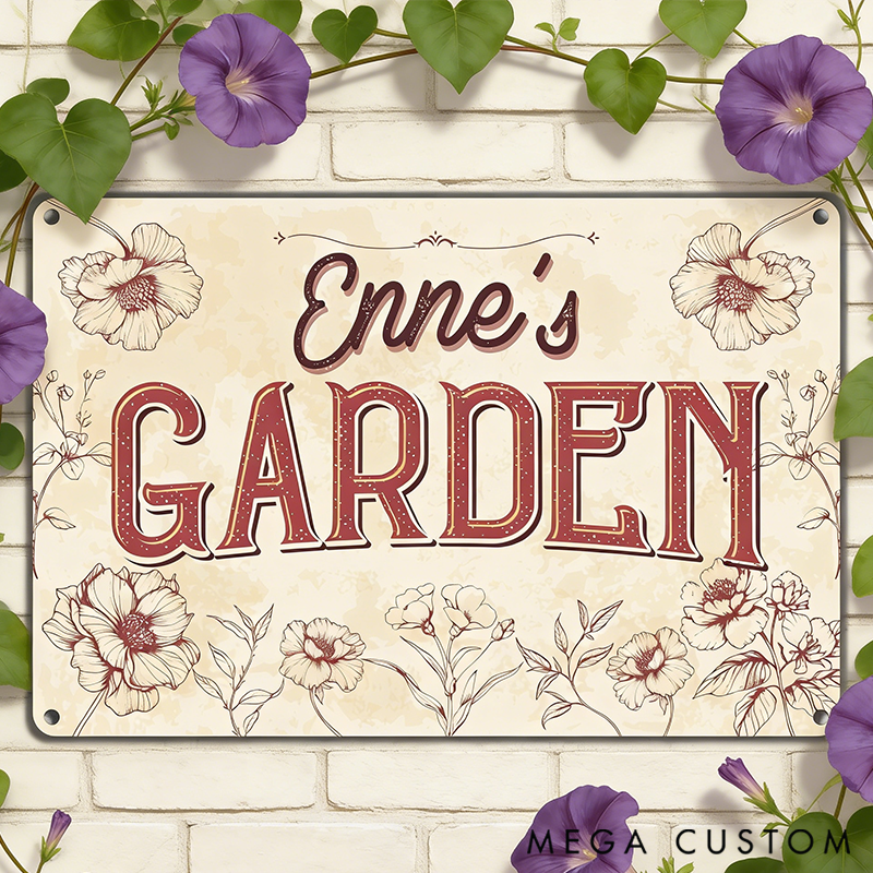 Personalized Custom Floral Metal Wall Plaque for Outdoor Yard Decor Custom Outdoor Decor Gift for Mom for Her Garden Lover Gift 