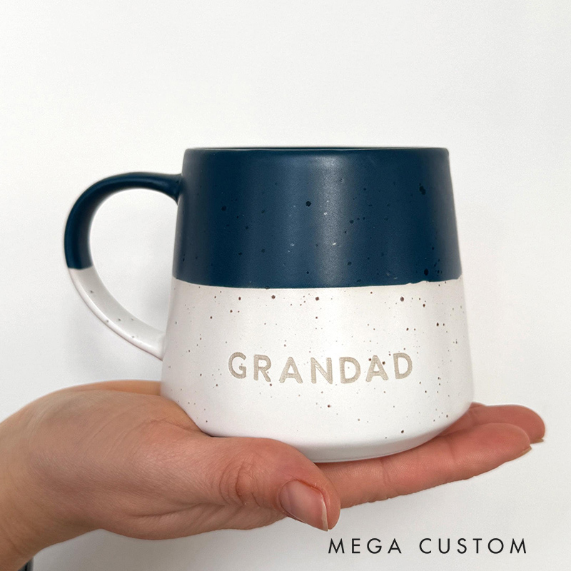 Personalized Two-Tone Flecked Ceramic Mug Engraved Tea Coffee Cup Gift for Him Gift for Her Mum or Dad Gift