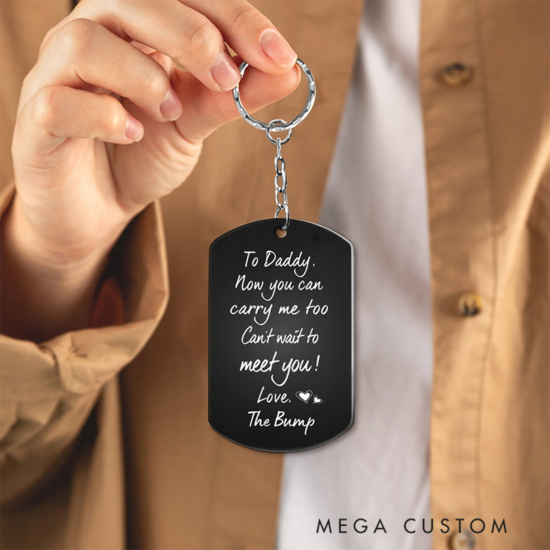 Personalized Keychain for Dad Custom Photo To Daddy Now You Can Carry Me Too Keychain New Parents Gift