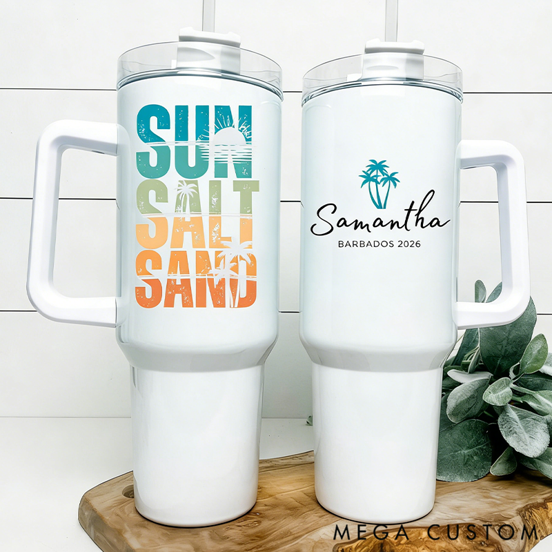 Personalized Custom Beach Vacation Tumbler for Beach Girls Trip Tumbler Family Vacation Cups Beach Bachelorette Tumbler Travel Mugs Beach Tumbler