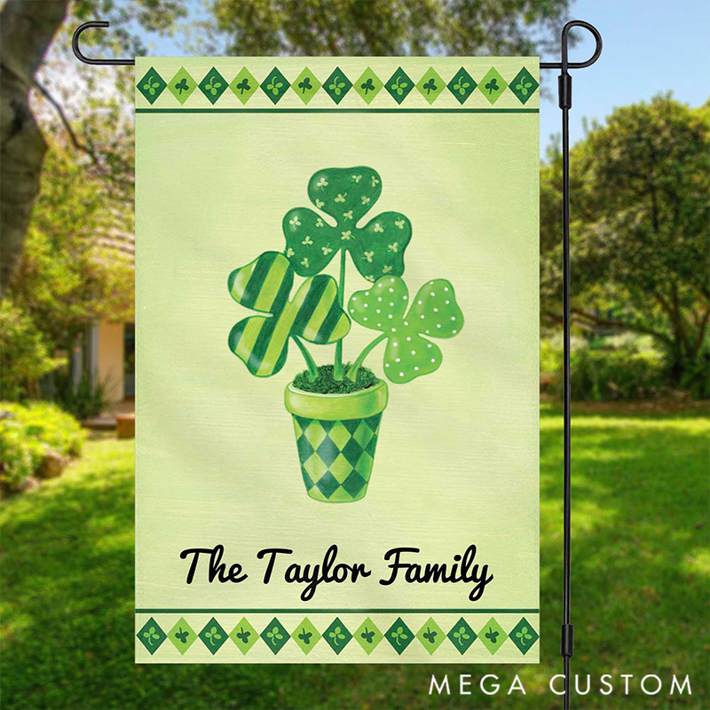 Personalized Welcome Shamrocks In The Bottle Happy St Patrick's Day Custom Garden Flag Gift for Gardening Lovers
