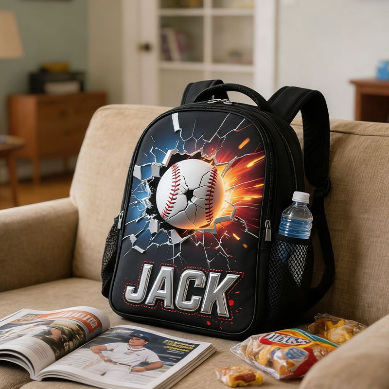 Personalized Baseball Explosion Backpack with Custom Name for Sports Fans  