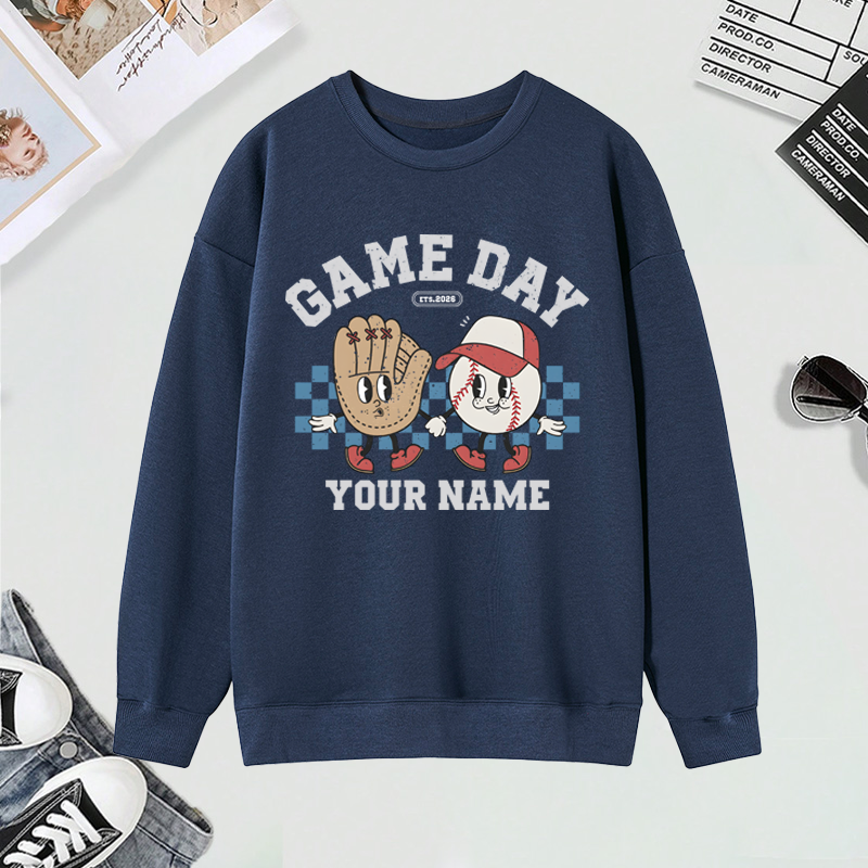 Personalized Game Day Sweatshirt with Custom Name and Baseball Design