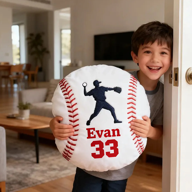 Personalized Baseball Pillow with Custom Name and Player Graphic Gift for kids or Teammates