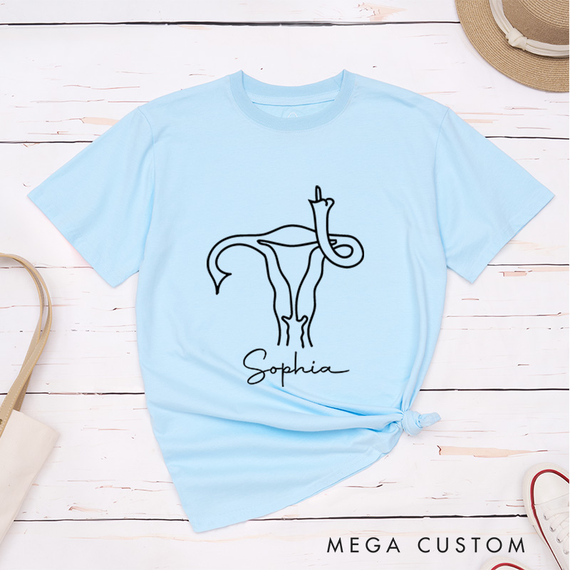 Personalized Middle Finger Uterus T-Shirt Cancer Warrior Gift Caring Gift for the Sick