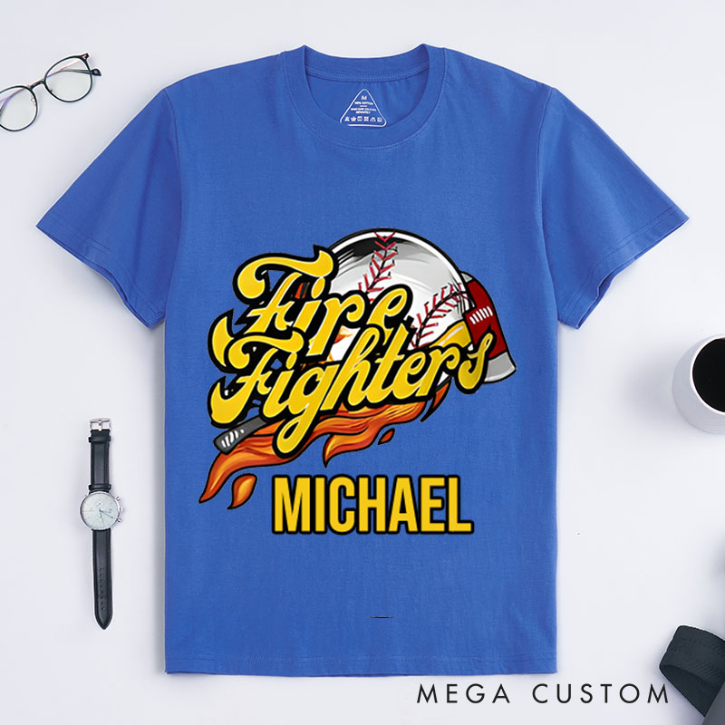 Personalized Firefighter T-Shirts Firefighters Baseball Themed Fashion Design T-Shirts