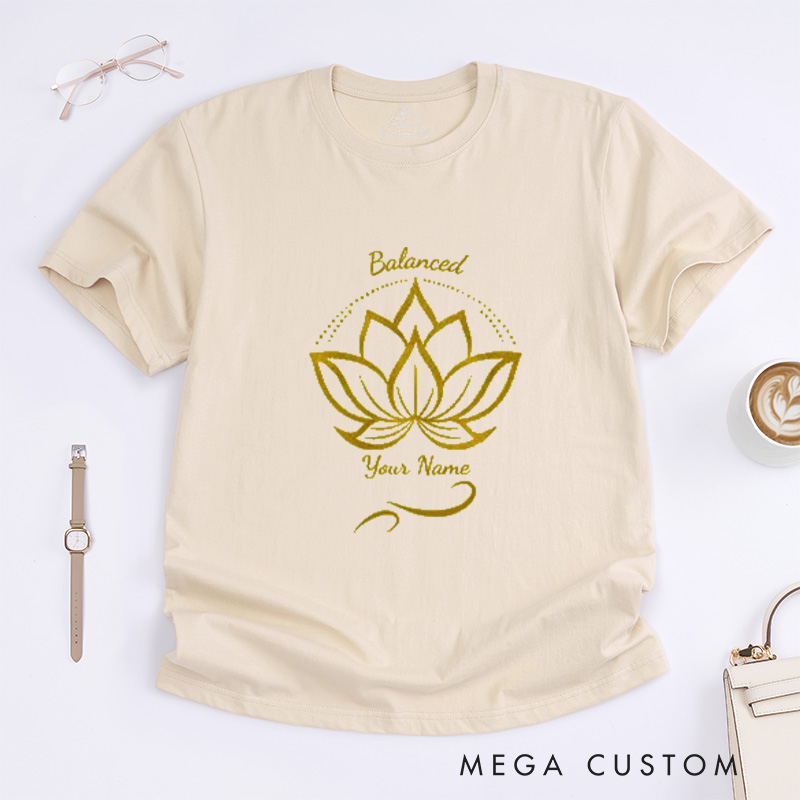 Personalized Lotus T-Shirt for Women Gift for Her Yoga Lover Gift Yoga Group T-Shirt Yoga Instructor Gift