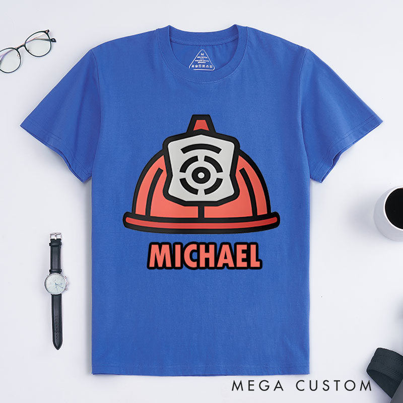 Personalized Firefighter T-Shirts Minimalist Firefighter Helmet Fashion Design T-Shirts