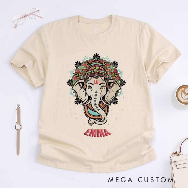 Personalized Iconic Ganesha T-Shirt Spiritual Yoga Meditation T-Shirt Religious T-Shirt Ganesh Lover T-Shirt Yoga Gift