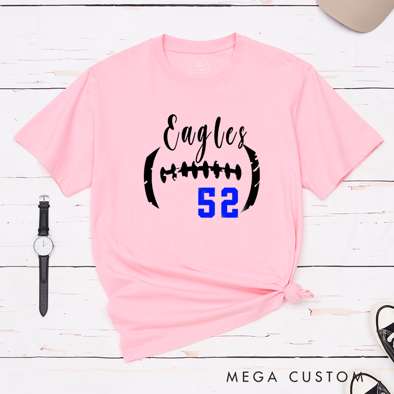 Personalized American Football and Rugby T-Shirts Customized with Your Team Name and Number-Game Day Shirt