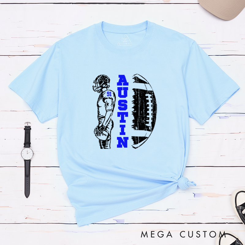 Personalized American Football T-Shirts Customized with Your Name and Number