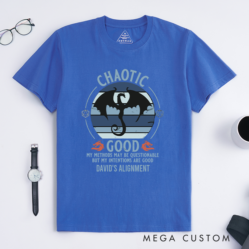 Personalized Chaotic Good DnD Geek Gamer T-Shirt Funny D&D Gift for Players Gift for Gamers Lover