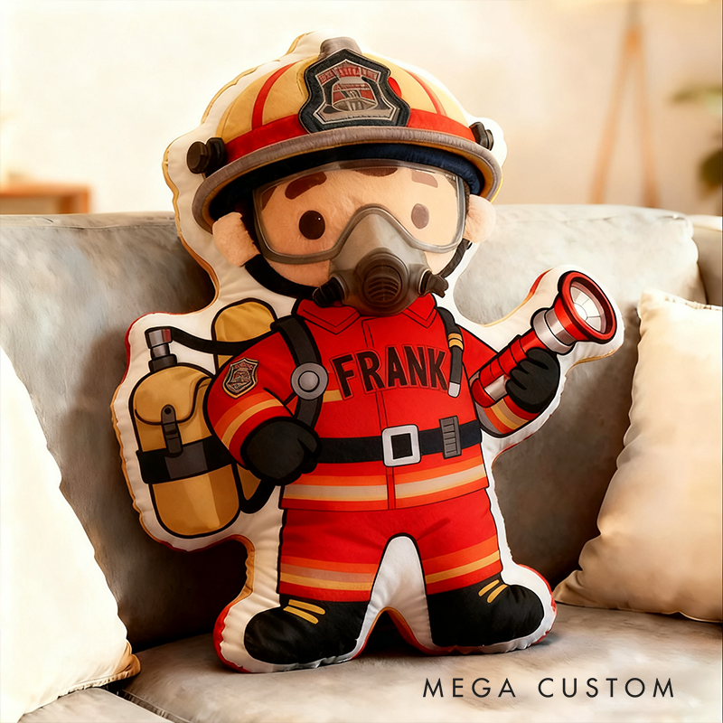 Personalized Cute Firefighter Pillow with Custom  Graphic 3D Print Name Pillow 