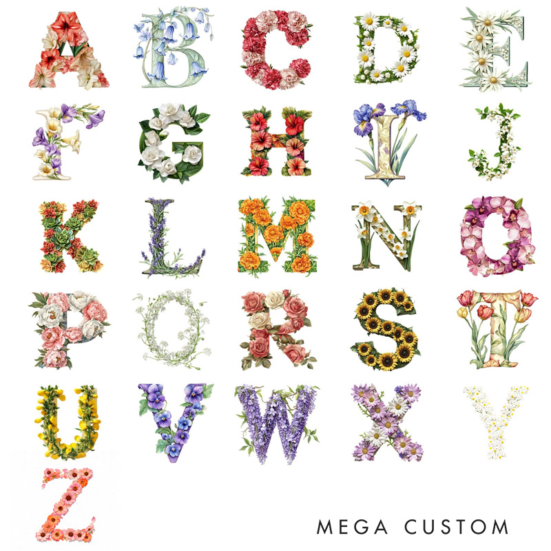 Personalized Flowers Letter Pillow Graphic 3D Print Garden Flowers Custom Name Pillow for Gardening Lovers