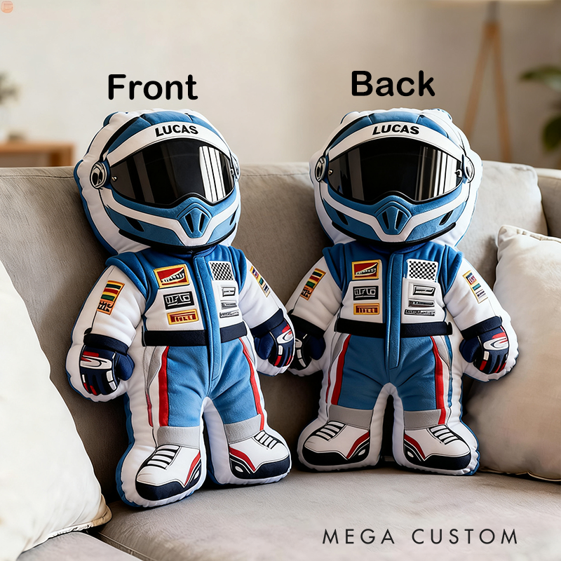 Personalized Racer Throw Pillow Custom Name Design Cushion Gift for Racers and Racing Lovers