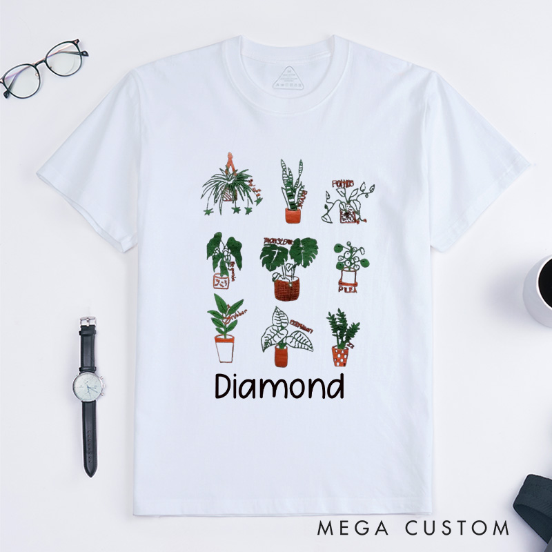 Personalized Plant Classic T-Shirts Plant Screen Printed T Shirt Plant Lover Shirt Gardening Lover Shirt for Gardener Gift Plant Lover Gift