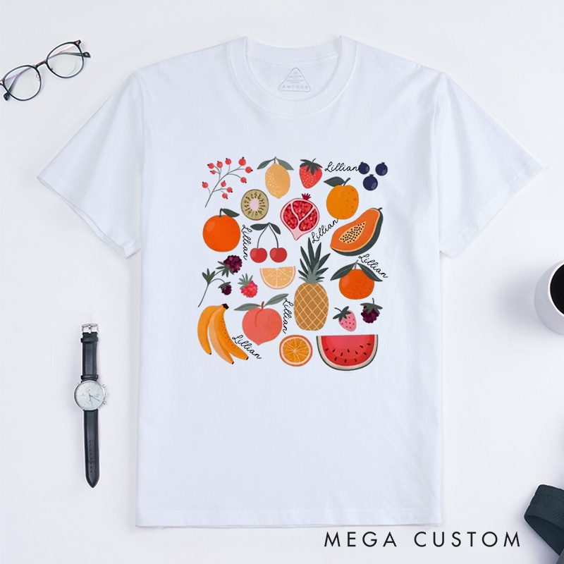 Personalized Cute Fruit Classic T-Shirts Garden Shirt Strawberry Shirt Pineapple Shirt Aesthetic Clothing Botanical Shirt Gift for Garden Lovers