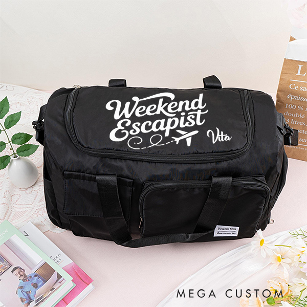 Personalized Weekend Escapist Duffle Bag for Traveling Lovers Polyester Weekender Girls Trip Gift Waterproof Sleepover Party Gift for Travelers