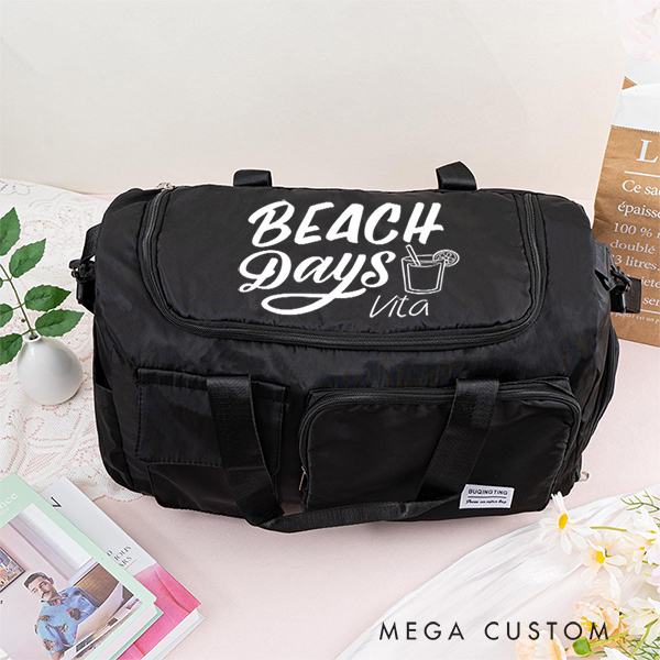 Personalized Beach Days Duffle Bag for Traveling Lovers Polyester Waterproof Bag for Beach Trips