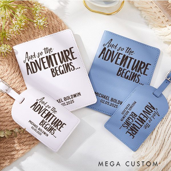 Personalized Adventure Begins Passport Holder and Luggage Tag Set Gift for Trvaeling Lovers Travel Gift