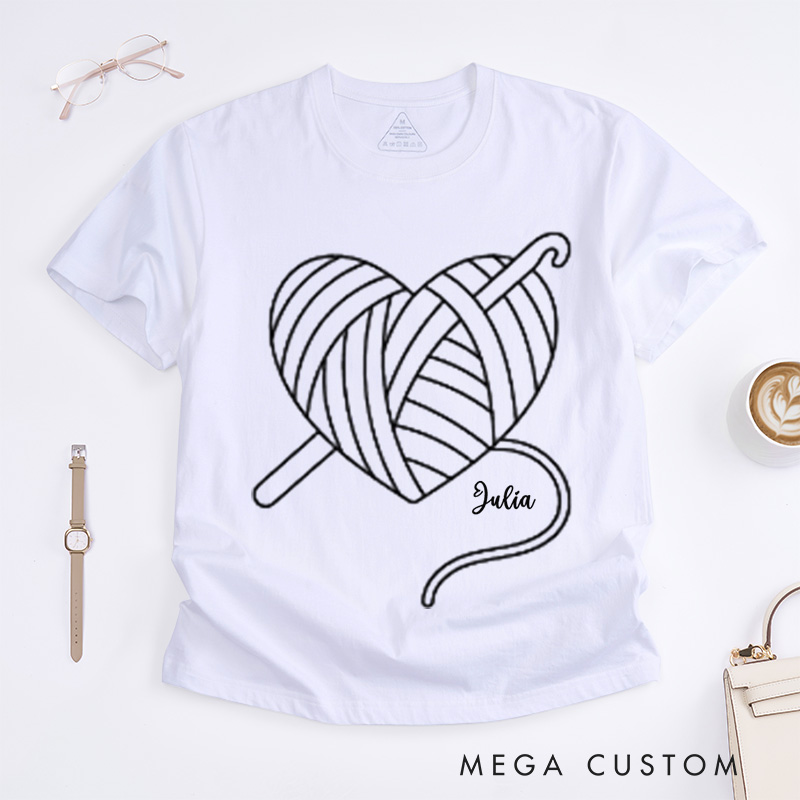 Personalized Minimalist Crochet Classic T-Shirts Funny Crochet T-Shirt Crochet Hobby Gift Knitting Lover Gift Mothers Day Shirt
