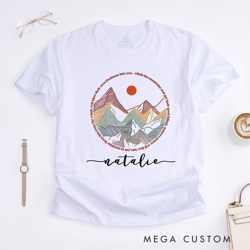 Personalized Mountains Outdoor Classic T-Shirts Hiking Shirt Adventure T-Shirt Vacation Shirt Wanderlust Explore More Tee Travel Shirt Forest Shirt