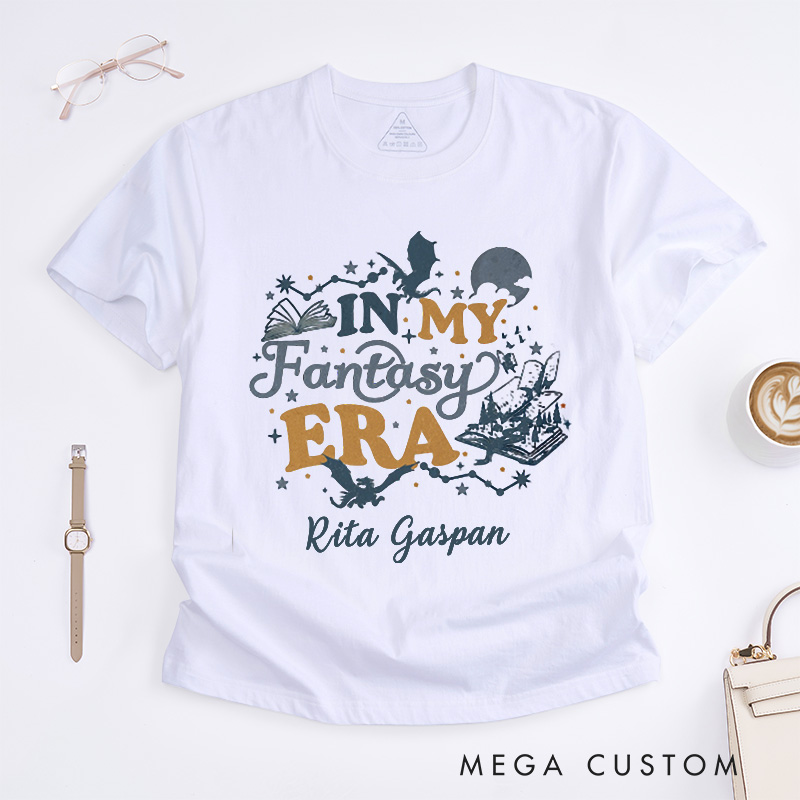 Personalized in My Fantasy Era Classic T-Shirts Book Dragon T-Shirt Fantasy Readers Book Club Book Lover Gift Bookworm Tee