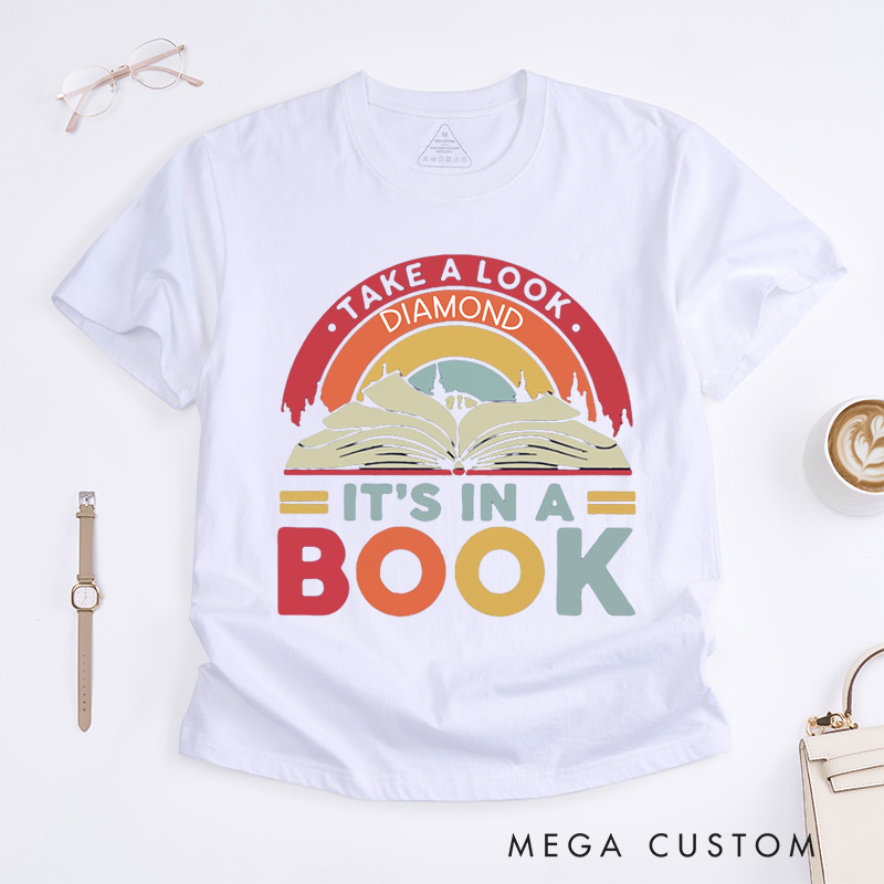Personalized Reading Rainbow Classic T-Shirts Take a Look It’s in a Book Shirt Vintage Retro Shirt with Name Reading Gift Book Lover Shirt