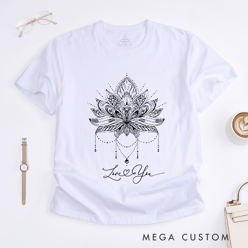 Personalized Custom Lotus Flower T-Shirt Comfort Colors Girly T-Shirt Trendy Tee Cute Meditation Gift T-Shirt Spiritual Yoga Shirt
