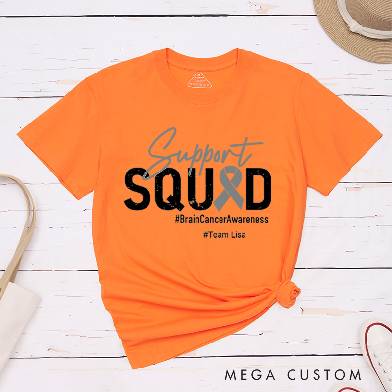 Personalized Brain Cancer Support Squad Cancer Awareness Fighter T-Shirt