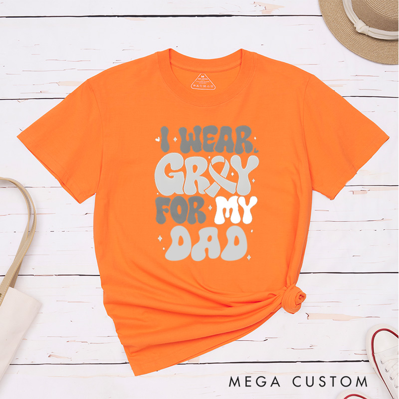 Personalized I Wear Gray For Brain Cancer Awareness Survivor T-Shirt