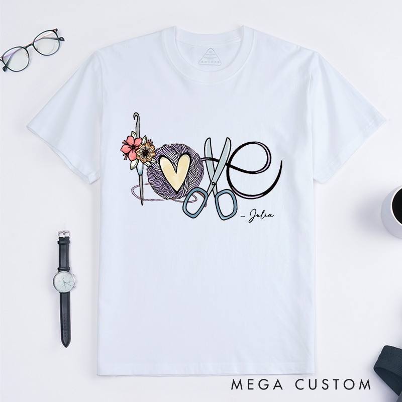 Personalized Love Crochet Classic T-Shirts Funny Crochet T-Shirt Crochet T-Shirt Crochet Hobby Gift Knitting Lover Gift Crochet Shirt Women Gift for Women