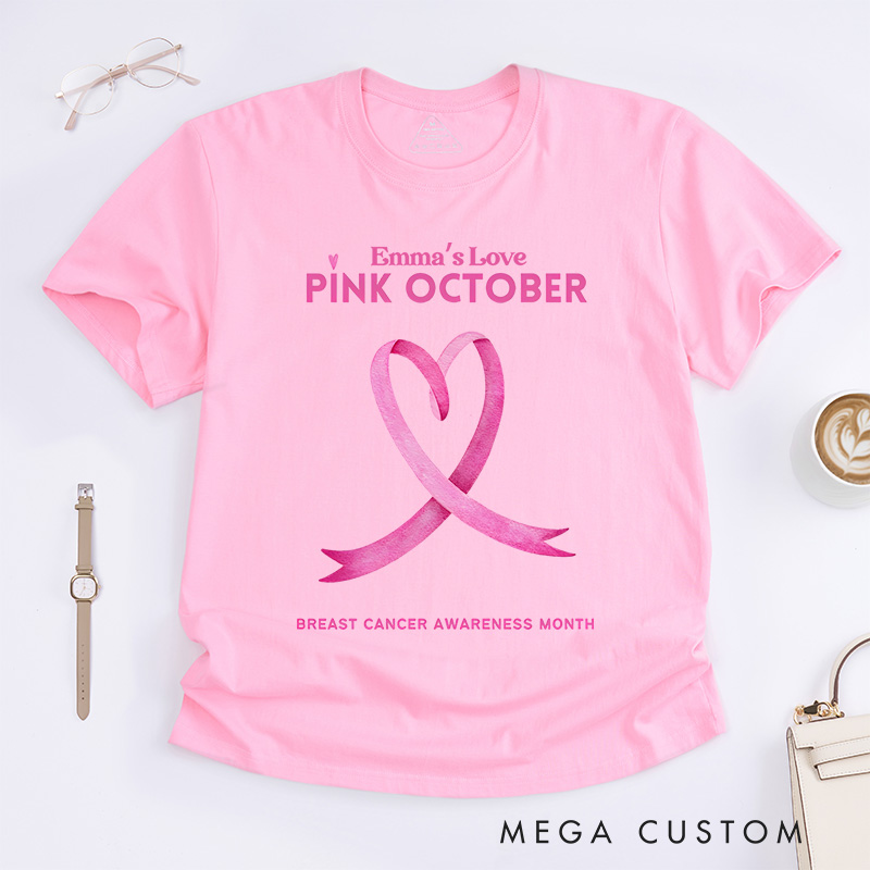 Personalized Pink October T-shirt Breast Cancer Awareness Month Gift