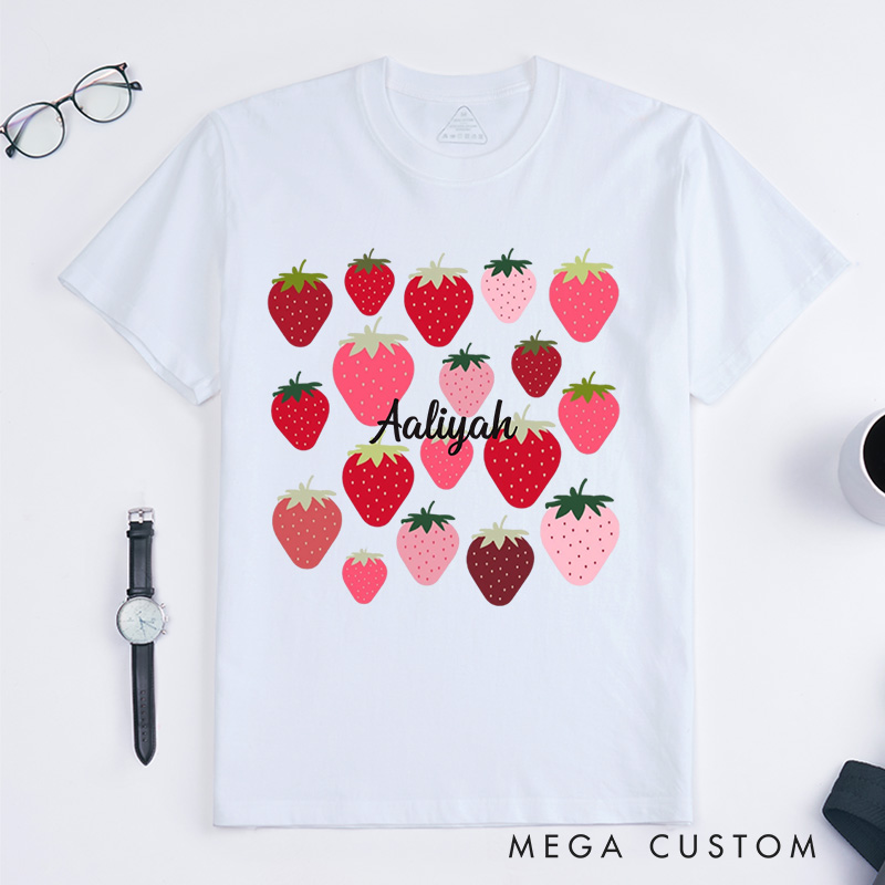 Personalized Strawberries Classic T-Shirts Aesthetic Shirt Strawberry Birthday Shirt Fruit Shirt Strawberry Shirt Plant Shirt Gardening Shirt Plant Lover
