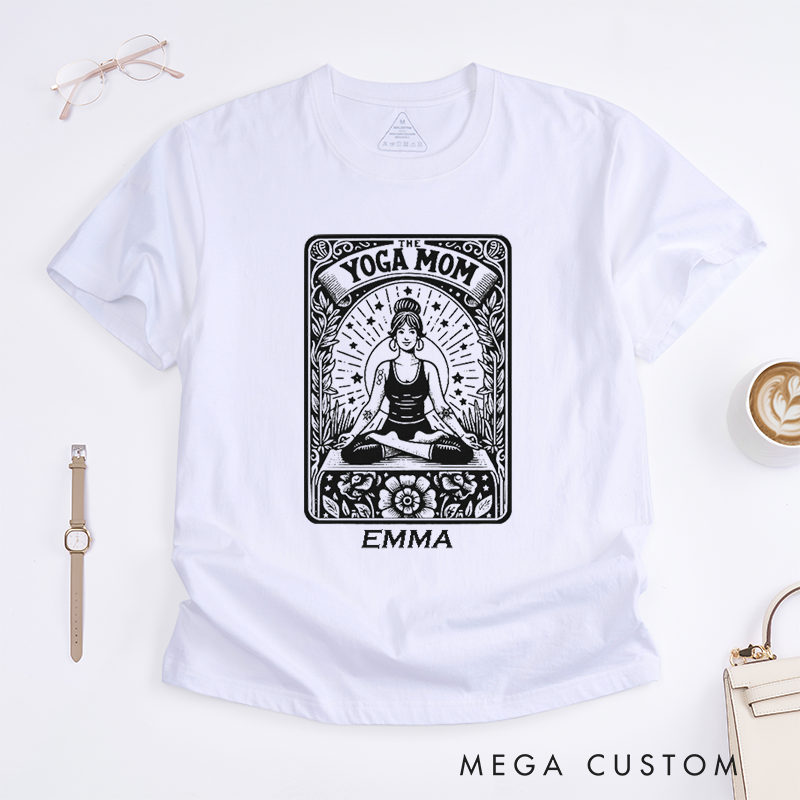 Personalized Yoga Mom Tarot Card T-Shirt Grandma Tarot Card Yoga Custom Gift for Her Yoga Instructor
