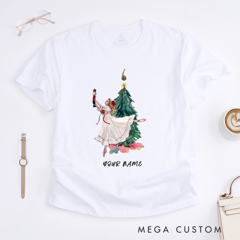 Personalized Ballet Girl T-Shirt Custom Name Dancer Gift for Women Kids Holiday Birthday Present Unique Tee