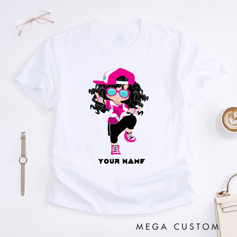 Personalized Dance Girl T-Shirt Custom Name Hip Hop Dancer Tee Unique Birthday Gift for Girls Dance Lover Daughter Kids Women