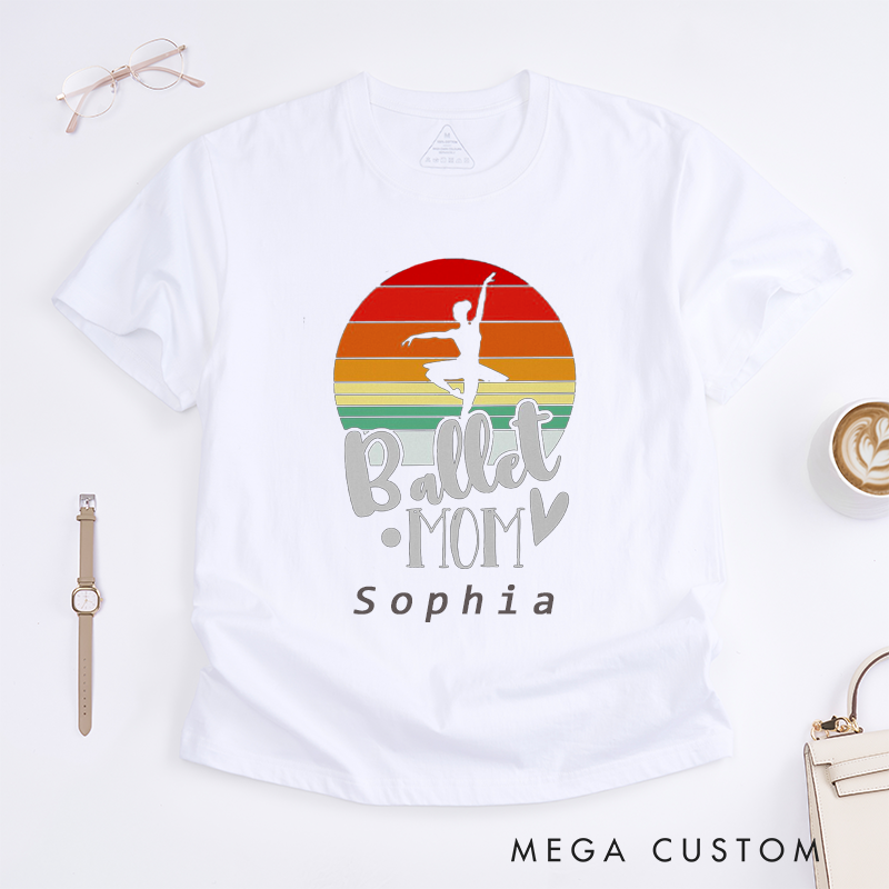 Personalized Ballerina T-Shirt Custom Name Gift for Women Unique Ballet Dancer Costume Birthday Present for Daughter Teen Girl Dance Lover