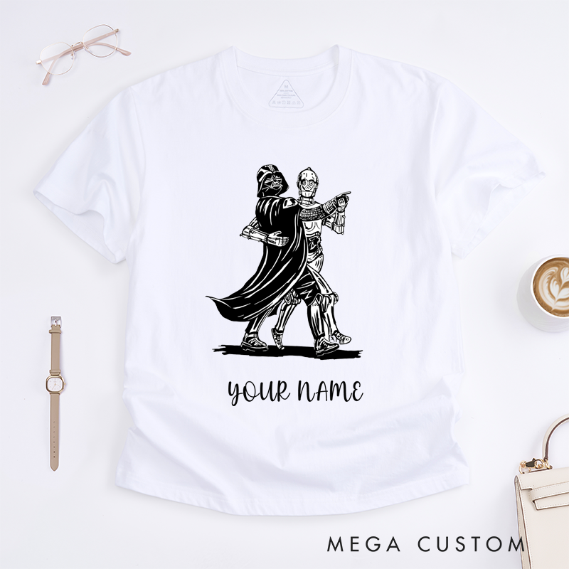 Personalized Robot Dance Partners T-Shirt Custom Name Unique Retro Art Tee for Men and Women Perfect Birthday Present