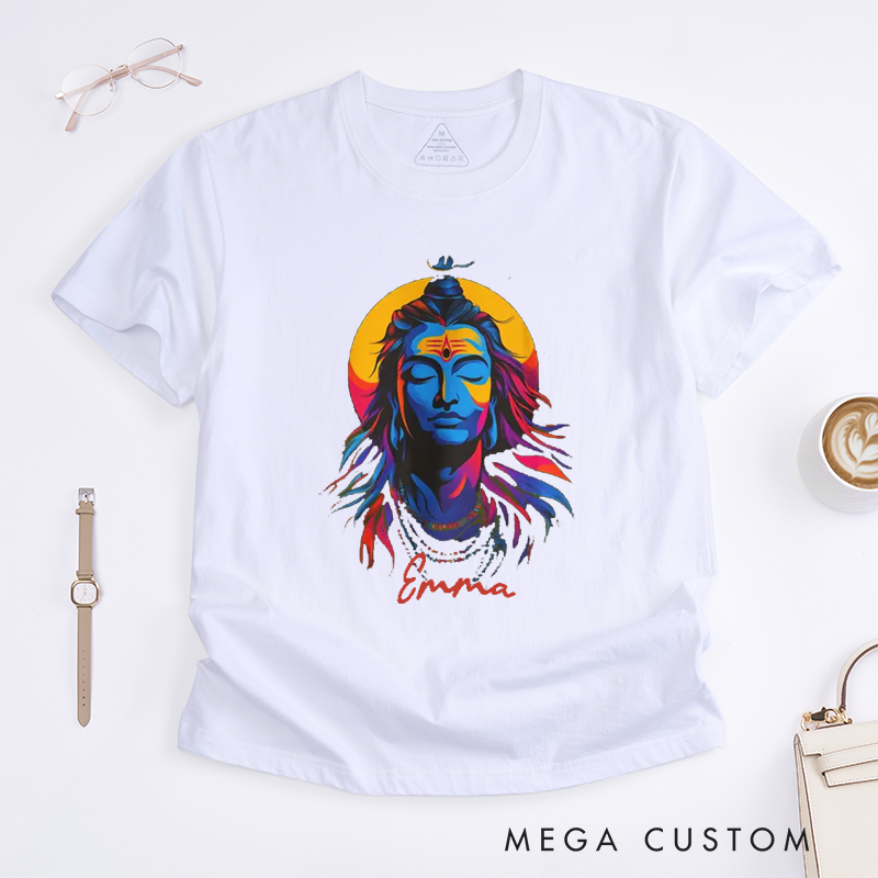 Personalized Shiva Meditation T-Shirt Lord Shiva Yoga T-Shirt Mahadev Graphic Tee Om Namah Shivaya Tee Yoga Lover