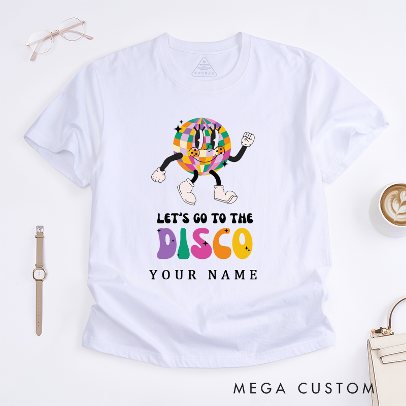 Personalized Disco Dance T-Shirt Custom Name Unisex Colorful Retro Party Dance Tee Fun Gift for Dance Lovers Friends Birthday