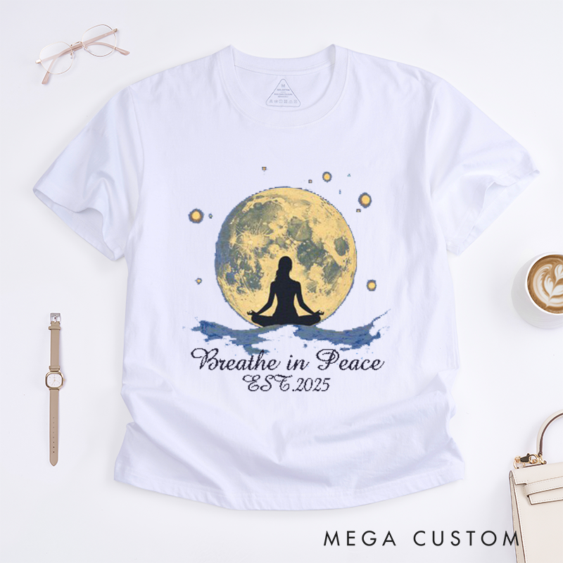 Personalized Yoga Moon T-Shirt Celestial Female Silhouette Tee Meditation T-Shirt Yoga Lover Gift Yoga Cosmic T-shirt