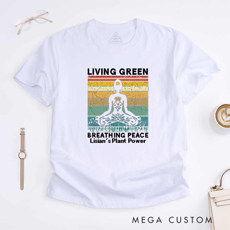 Personalized Powered By Plants Yoga T-Shirt Excitation T-Shirt Positive Yoga Lover T-Shirt Yoga Gift for Her