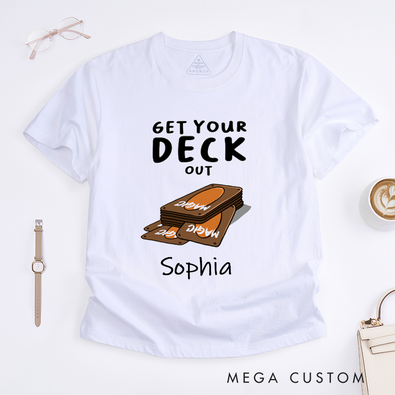 Personalized Deck Magic Card T-Shirt Custom Name Gift For Board Game Enthusiast Unique Playful Shirt for Friends and Family Birthday Present
